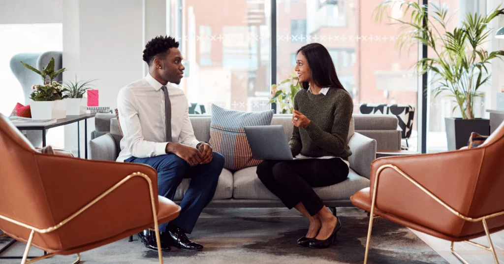 An HR business partner meeting with another employee