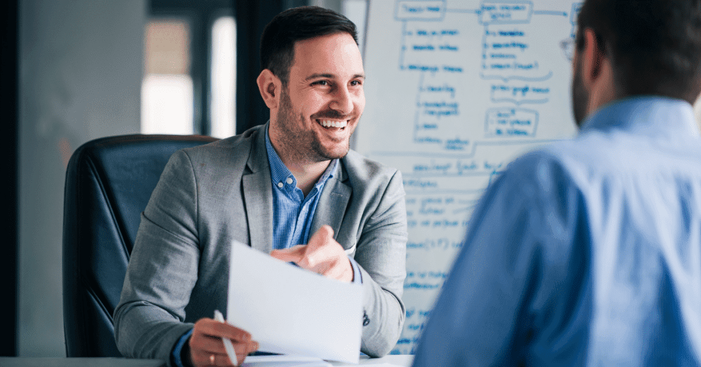 A corporate recruiter with a headhunter hiring new employees