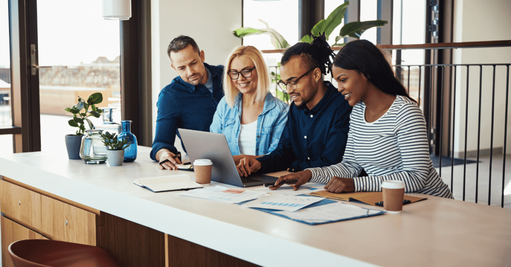 Some international employees working together