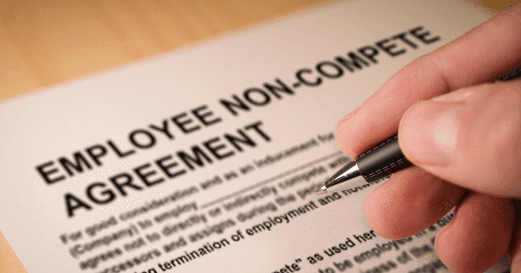 A non competing agreement being signed by a candidate